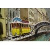 DIPINTO Antonello Zecca ACQUERELLO PAESAGGIO VECCHIA MILANO NEVE NAVIGLIO TRAM