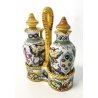 Porta olio e aceto in ceramica dipinta, Deruta