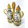 Porta olio e aceto in ceramica dipinta, Deruta