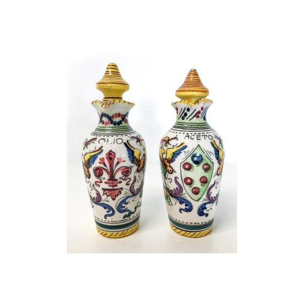 Set Olio-aceto e Sale-Pepe con vassoio Positano in ceramica di Deruta -  Ceramica Artistica
