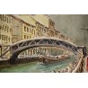 DIPINTO Antonello Zecca ACQUERELLO PAESAGGIO VECCHIA MILANO NEVE NAVIGLIO TRAM