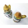 Porta olio e aceto in ceramica dipinta, Deruta