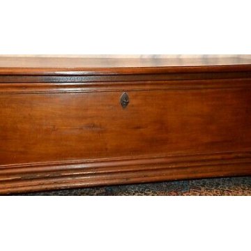 ANTICA CASSAPANCA LOMBARDA legno NOCE epoca 700 OLD WOOD CHEST RINASCIMENTALE