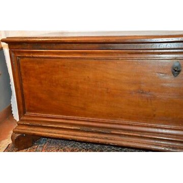 ANTICA CASSAPANCA LOMBARDA legno NOCE epoca 700 OLD WOOD CHEST RINASCIMENTALE