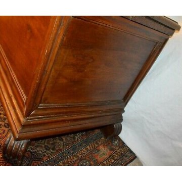 ANTICA CASSAPANCA LOMBARDA legno NOCE epoca 700 OLD WOOD CHEST RINASCIMENTALE