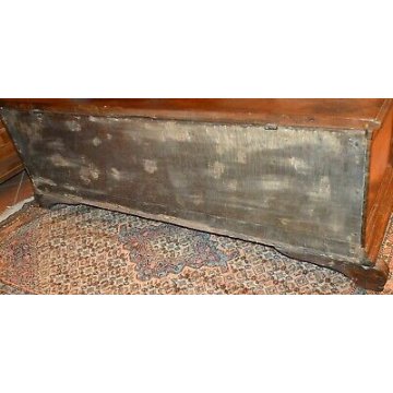 ANTICA CASSAPANCA LOMBARDA legno NOCE epoca 700 OLD WOOD CHEST RINASCIMENTALE