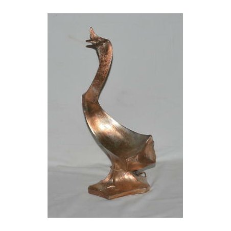 ANTICA STATUA SCULTURA PAPERA OCA OSVALDO PIVETTA 1922 CERAMICA LAMINATA UCCELLO