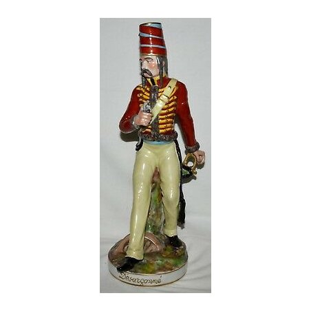 GRANDE ANTICA SCULTURA PORCELAINE DE PARIS USSARO RUSSO UFFICIALE SOLDATO EPOCA