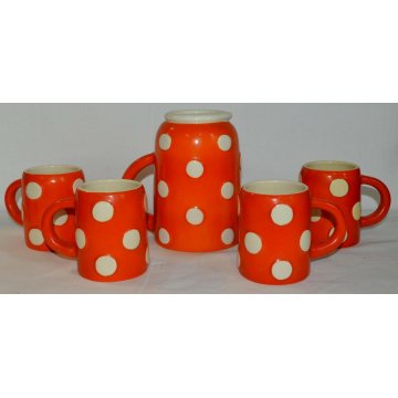 ANTICO SET 5pz CERAMICA BROCCA TAZZE CALICI DESIGN Pucci Rometti Umbertide 1940