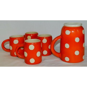 ANTICO SET 5pz CERAMICA BROCCA TAZZE CALICI DESIGN Pucci Rometti Umbertide 1940