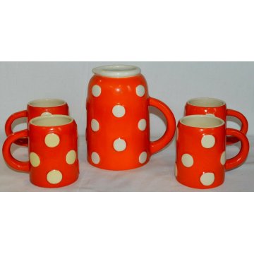 ANTICO SET 5pz CERAMICA BROCCA TAZZE CALICI DESIGN Pucci Rometti Umbertide 1940