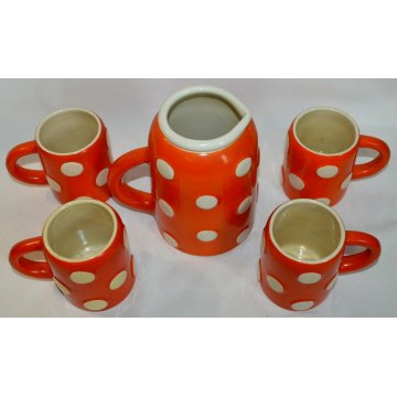 ANTICO SET 5pz CERAMICA BROCCA TAZZE CALICI DESIGN Pucci Rometti Umbertide 1940