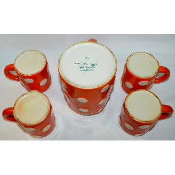 ANTICO SET 5pz CERAMICA BROCCA TAZZE CALICI DESIGN Pucci Rometti Umbertide 1940