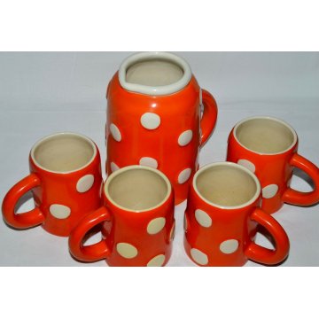 ANTICO SET 5pz CERAMICA BROCCA TAZZE CALICI DESIGN Pucci Rometti Umbertide 1940