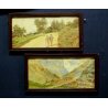 COPPIA DI ANTICHI ACQUERELLI ANNI 1920/30 PAESAGGIO MONTANO CERVINO CONTADINI