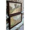 COPPIA DI ANTICHI ACQUERELLI ANNI 1920/30 PAESAGGIO MONTANO CERVINO CONTADINI