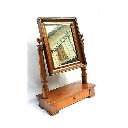 ANTICA PSICHE SPECCHIERA BASCULANTE da TAVOLO IMPERO LEGNO NOCE SPECCHIO '800