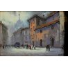 COPPIA PICCOLI QUADRI OLIO A. Galatan MINIATURA VEDUTA MILANO ANTICA CARROZZA 