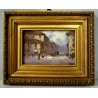COPPIA PICCOLI QUADRI OLIO A. Galatan MINIATURA VEDUTA MILANO ANTICA CARROZZA 