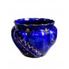 ANTICO CACHEPOT CERAMICA S.C. Richard BLU COBALTO DECORO FOGLIE D'ACANTO ORO 