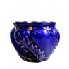 ANTICO CACHEPOT CERAMICA S.C. Richard BLU COBALTO DECORO FOGLIE D'ACANTO ORO 