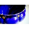ANTICO CACHEPOT CERAMICA S.C. Richard BLU COBALTO DECORO FOGLIE D'ACANTO ORO 