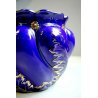 ANTICO CACHEPOT CERAMICA S.C. Richard BLU COBALTO DECORO FOGLIE D'ACANTO ORO 