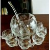 SERVIZIO 6 persone SET MACEDONIA SANGRIA PUNCH CRISTALLO MOLATO VINTAGE EPOCA '