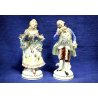 COPPIA SCULTURE PORCELLANA DAMA CAVALIERE scena romantica JAPAN FOREGN '900 