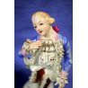 COPPIA SCULTURE PORCELLANA DAMA CAVALIERE scena romantica JAPAN FOREGN '900 