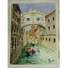 DIPINTO A. Zecca ACQUERELLO PAESAGGIO VEDUTA VENEZIA SCORCIO PONTE DEI SOSPIRI