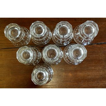 SERVIZIO 8 BICCHIERI VETRO MOLATO INCISO DECORO STELLE OVALI STILE Guido Balsamo