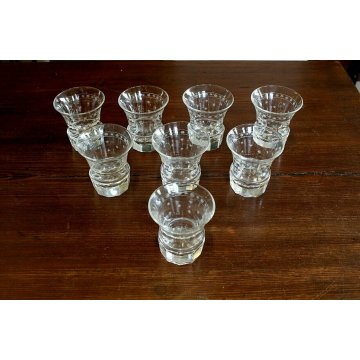 SERVIZIO 8 BICCHIERI VETRO MOLATO INCISO DECORO STELLE OVALI STILE Guido Balsamo