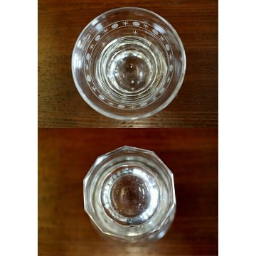 SERVIZIO 8 BICCHIERI VETRO MOLATO INCISO DECORO STELLE OVALI STILE Guido Balsamo