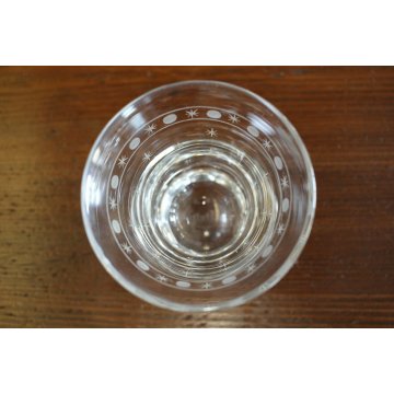 SERVIZIO 8 BICCHIERI VETRO MOLATO INCISO DECORO STELLE OVALI STILE Guido Balsamo