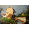 ANTICO QUADRO DIPINTO OLIO C. Moiraghi "Castellazzo nei dintorni di Milano" 1932