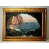 ANTICO QUADRO DIPINTO OLIO Michele Federico PAESAGGIO CAPRI MARINA GROTTA BARCHE