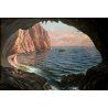 ANTICO QUADRO DIPINTO OLIO Michele Federico PAESAGGIO CAPRI MARINA GROTTA BARCHE