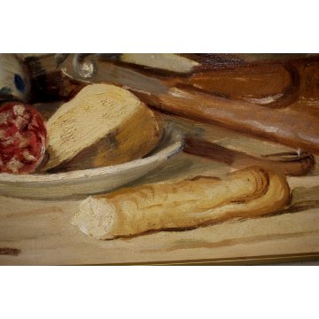 ANTICO QUADRO DIPINTO OLIO TAVOLA Ernesto Alcide CAMPESTRINI NATURA MORTA CACCIA