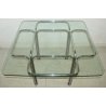 TAVOLO DESIGN Guido Faleschini VETRO ACCIAIO anni 70 VINTAGE GLASS DINING TABLE