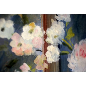 QUADRO DIPINTO OLIO TAVOLA Grossi Pietro NATURA MORTA VASO FIORI PEONIE ORIENTE
