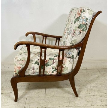 POLTRONA DESIGN IN STILE PAOLO BUFFA ARMCHAIR STOFFA VINTAGE ANNI 40/50 ITALIA 