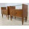 PICCOLA COPPIA COMODINI DESIGN ANNI 50 ATTR. OSVALDO BORSANI VINTAGE LEGNO VETRO