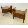PICCOLA COPPIA COMODINI DESIGN ANNI 50 ATTR. OSVALDO BORSANI VINTAGE LEGNO VETRO