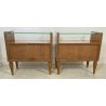 PICCOLA COPPIA COMODINI DESIGN ANNI 50 ATTR. OSVALDO BORSANI VINTAGE LEGNO VETRO
