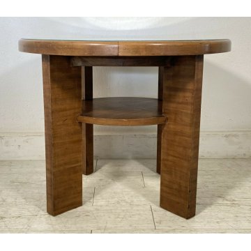 TAVOLINO ROTONDO BASSO DESIGN VINTAGE SPECCHIATO ANNI 50 ART DECO LEGNO SPECCHIO