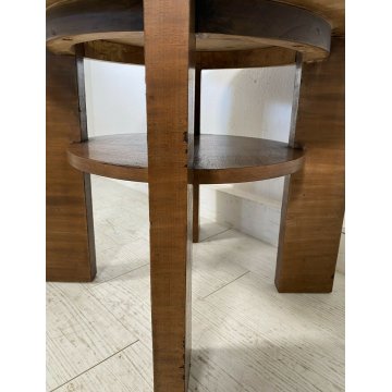 TAVOLINO ROTONDO BASSO DESIGN VINTAGE SPECCHIATO ANNI 50 ART DECO LEGNO SPECCHIO