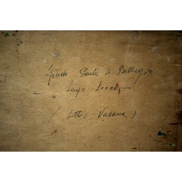 ANTICO QUADRO OLIO TAVOLA Emanuele Meazza LAGO LECCO PUNTA BELLAGIO MACCHIAIOLO