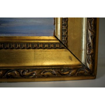 ANTICO QUADRO OLIO TAVOLA Emanuele Meazza LAGO LECCO PUNTA BELLAGIO MACCHIAIOLO