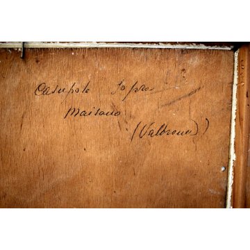 ANTICO QUADRO OLIO TAVOLA Meazza CASE SOPRA Maisano VALBRONA MACCHIAIOLO '900